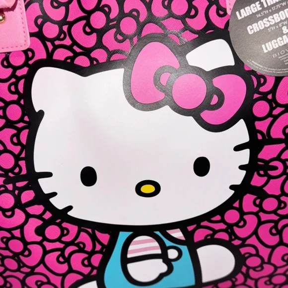 Hello Kitty Sanrio Travel Tote Crossbody Bag Luggage Tag 3 Piece Set NWT - Picture 6 of 10